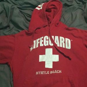 red life guard hoodie